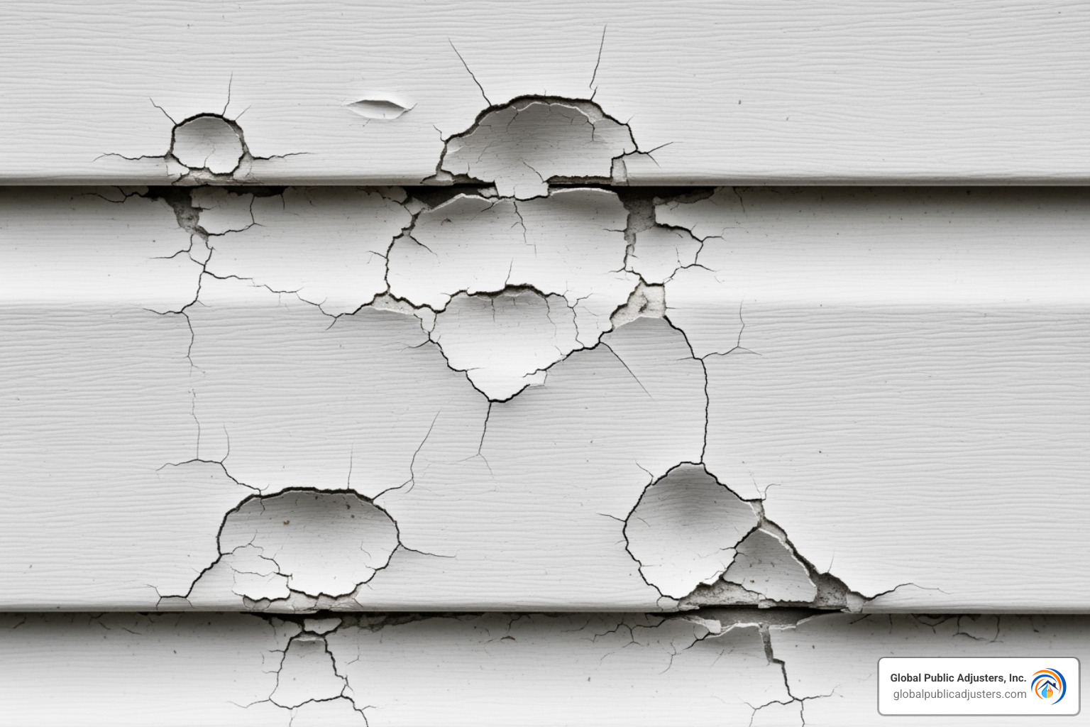 cracked vinyl siding from hail impacts - Hail storm damage