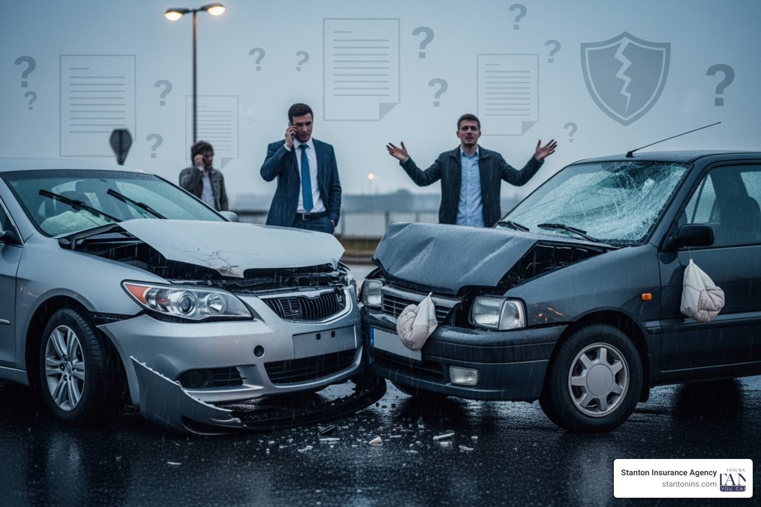 person looking concerned on phone - liability and uninsured motorist