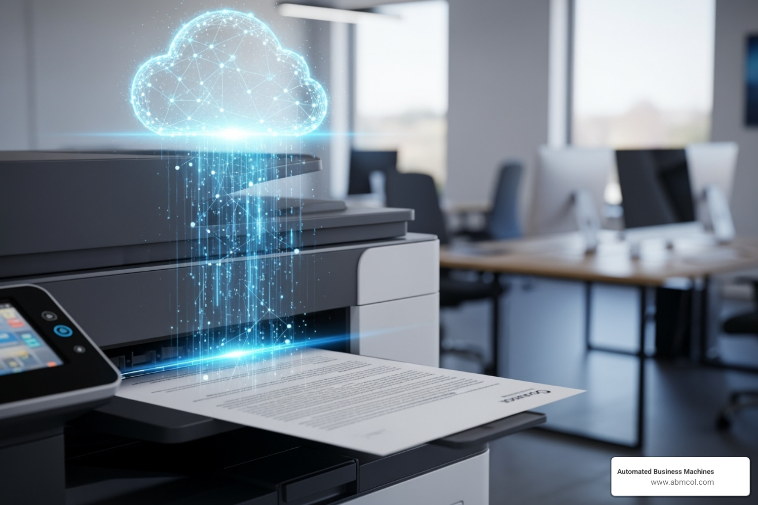document being scanned to cloud - business copier