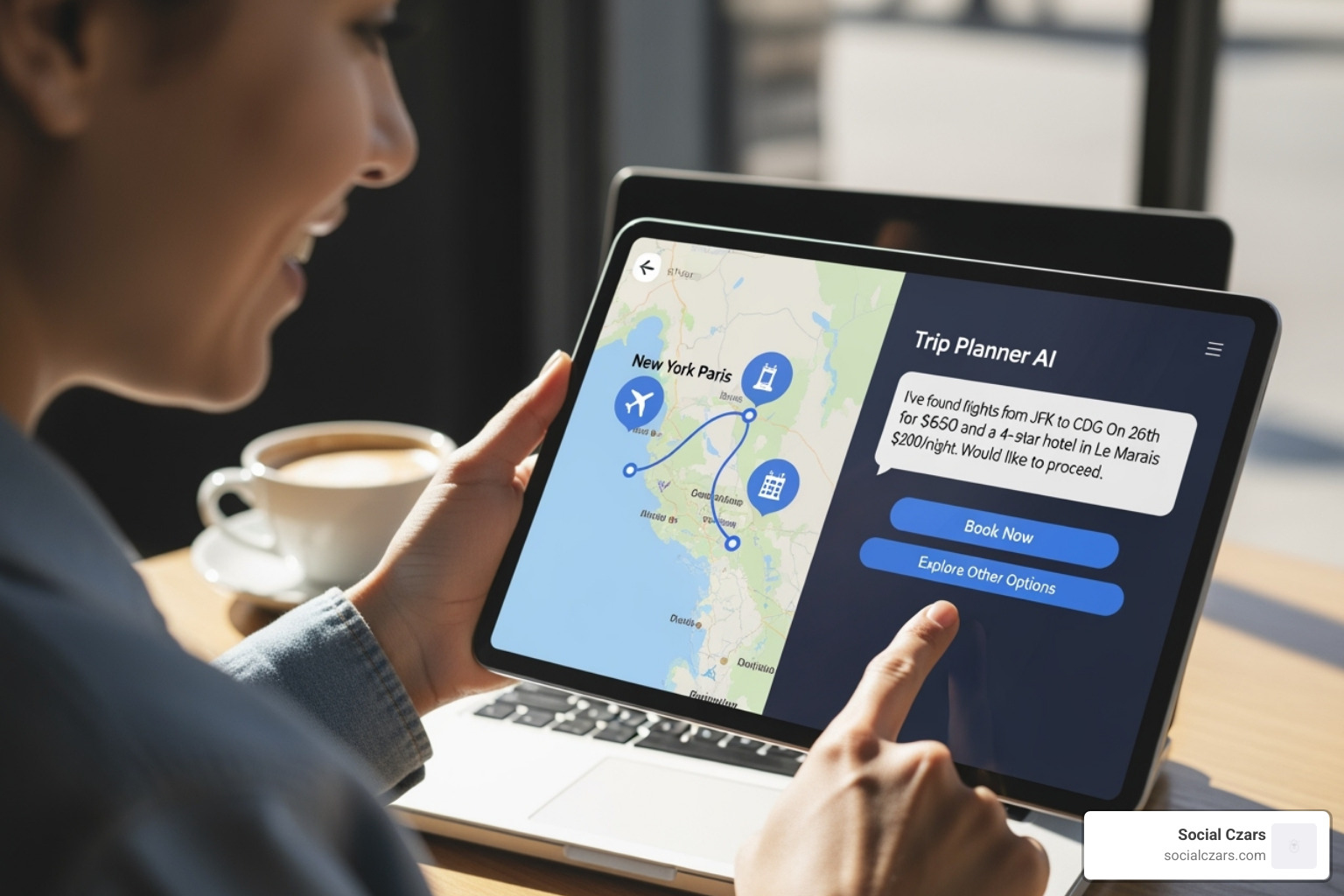 User interacting with an AI agent to book a trip - How AI Is Changing Online Search