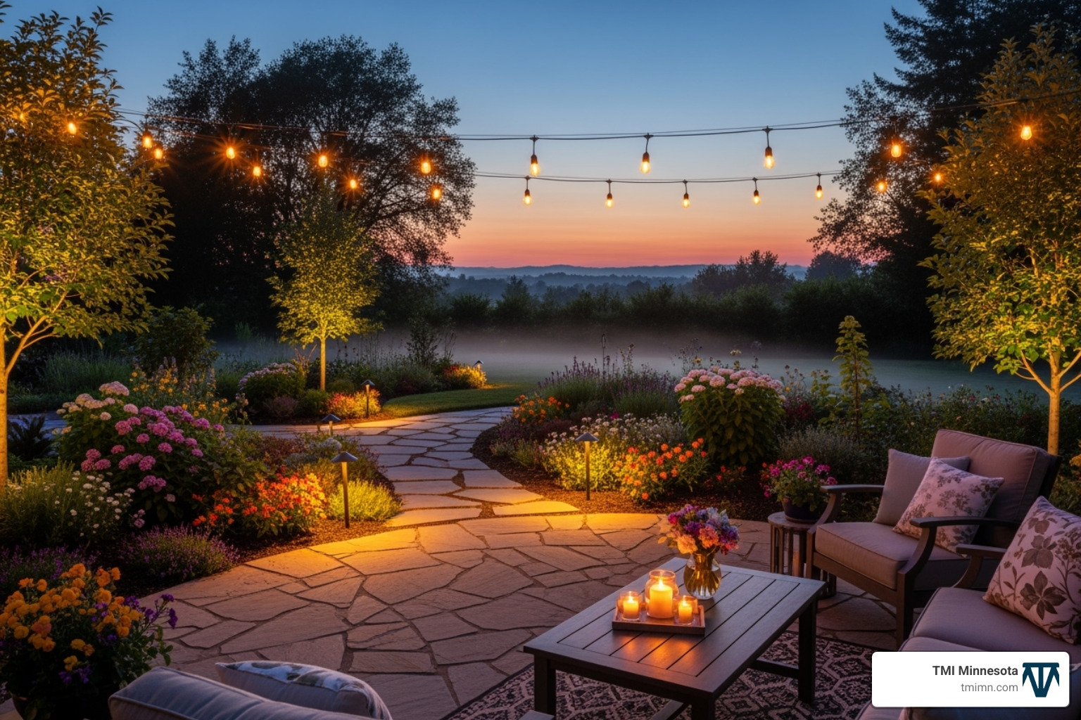 Patio with surrounding garden beds and landscape lighting - landscaping driveways and patios Patio with surrounding garden beds and landscape lighting - landscaping driveways and patios