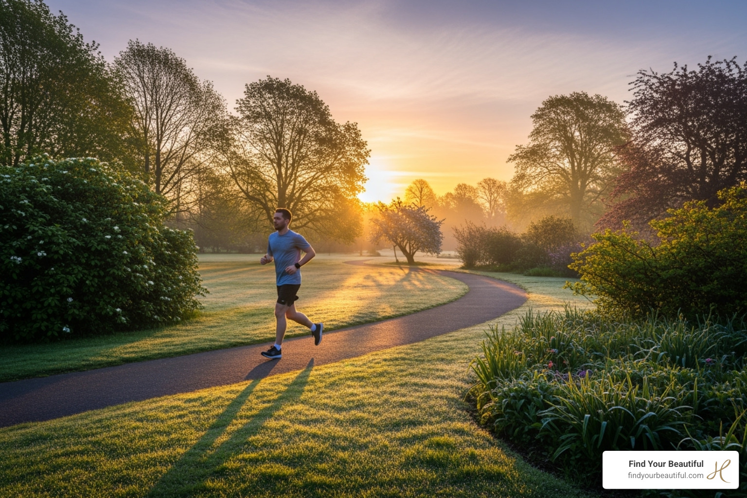 person jogging in a park at sunrise - lose weight exercise