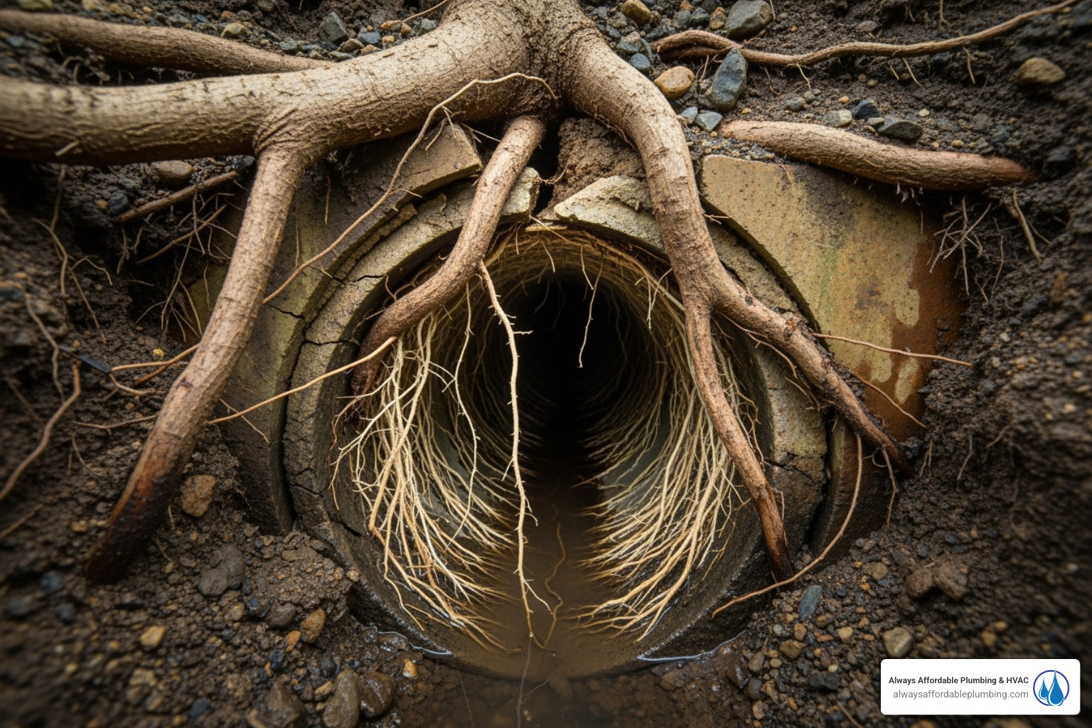 tree roots invading a sewer pipe - sewer repair Folsom
