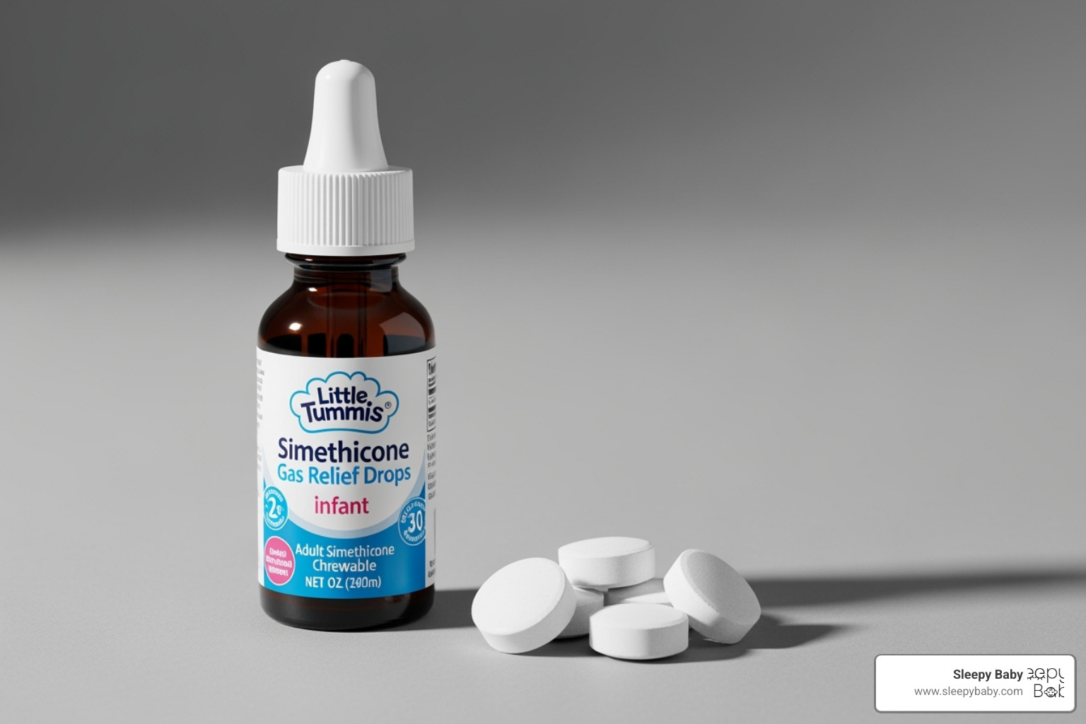 simethicone infant drops next to adult chewable tablets - simethicone side effects