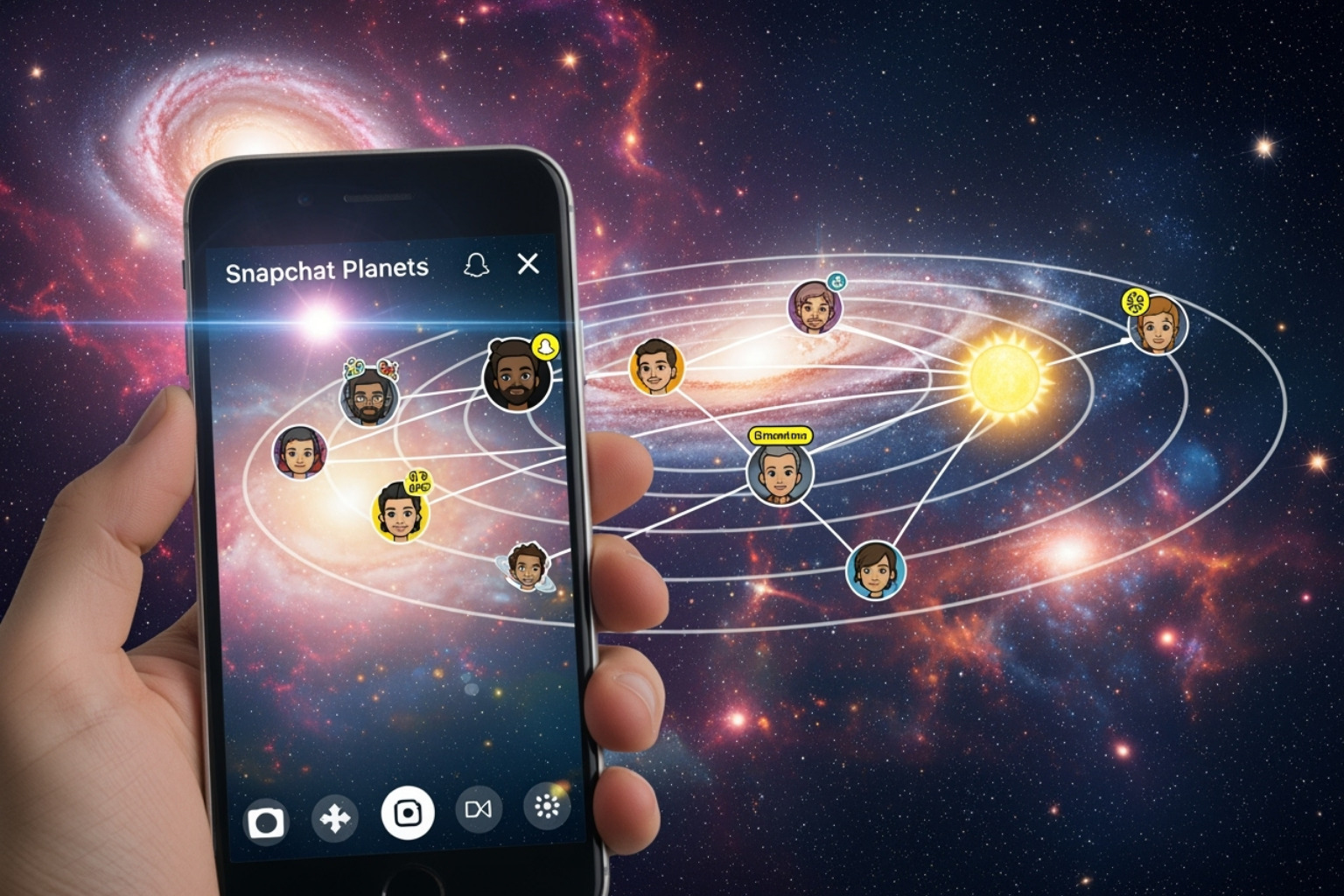Snapchat+ feature management page showing the "Friend Solar System" toggle - snapchat planets