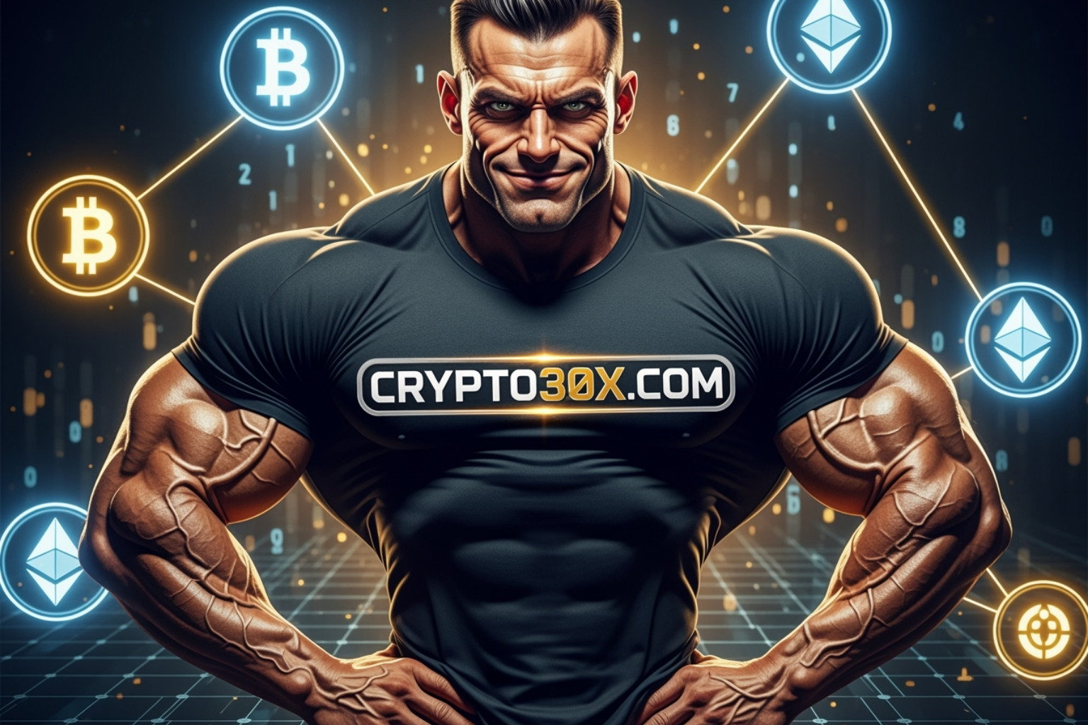 magnifying glass over a document labeled "Terms & Conditions" - crypto30x.com gigachad