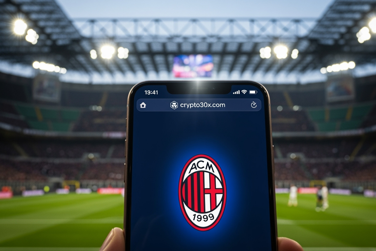 San Siro stadium with digital overlays - crypto30x.com ac milan