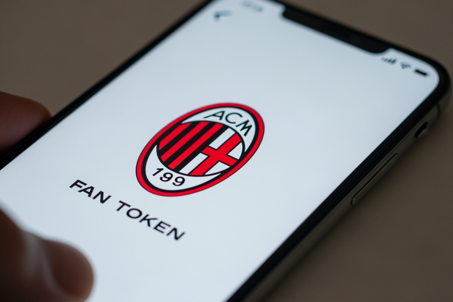 ACM Fan Token logo on smartphone - crypto30x.com ac milan