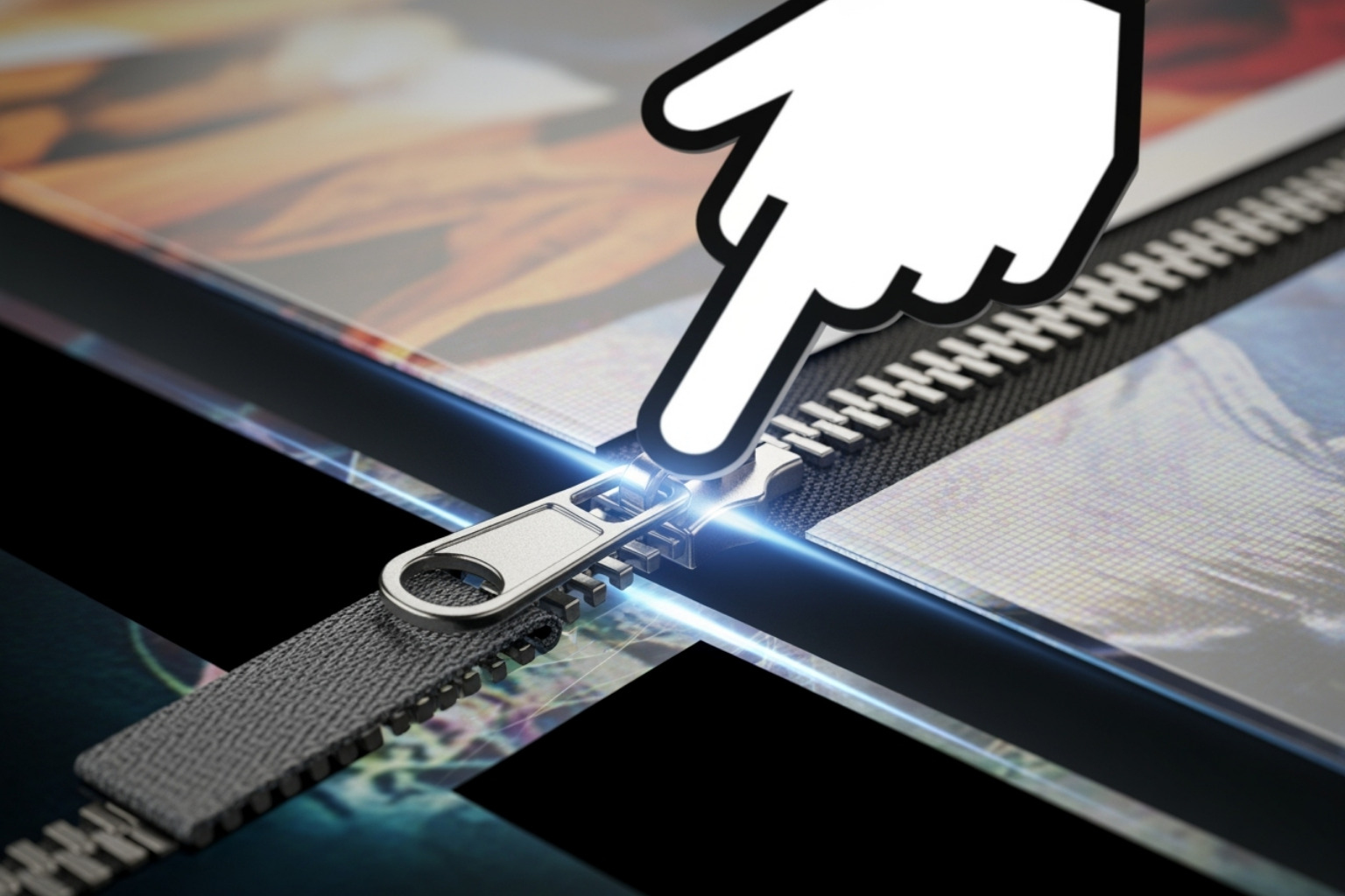 cursor pulling down - google zipper