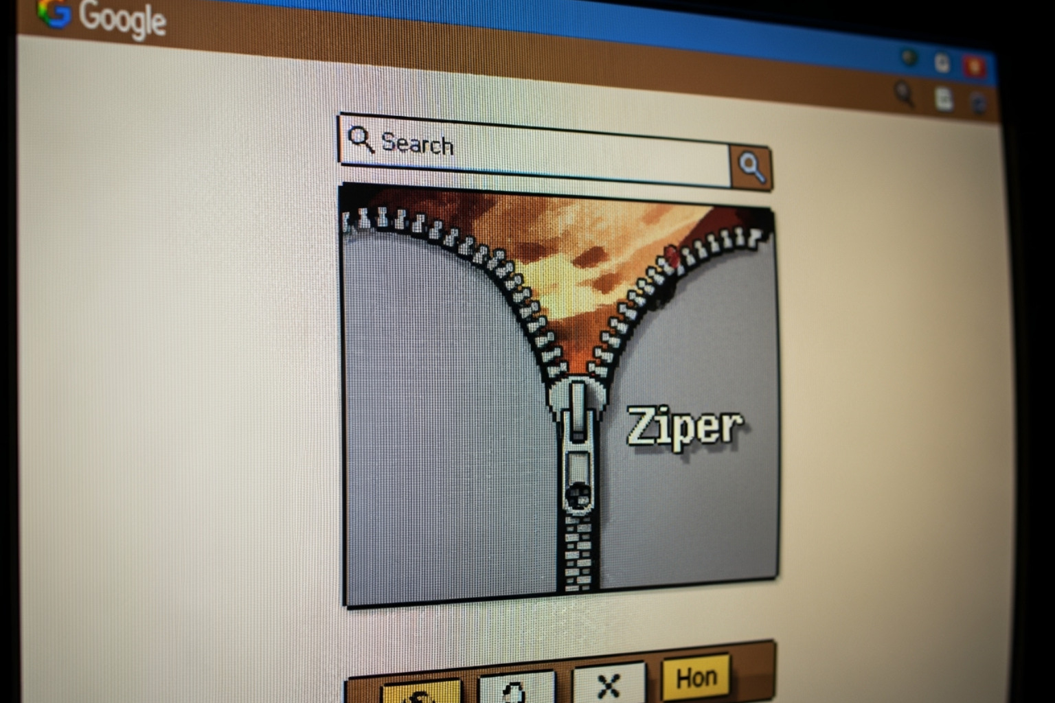 elgooG website interface - google zipper