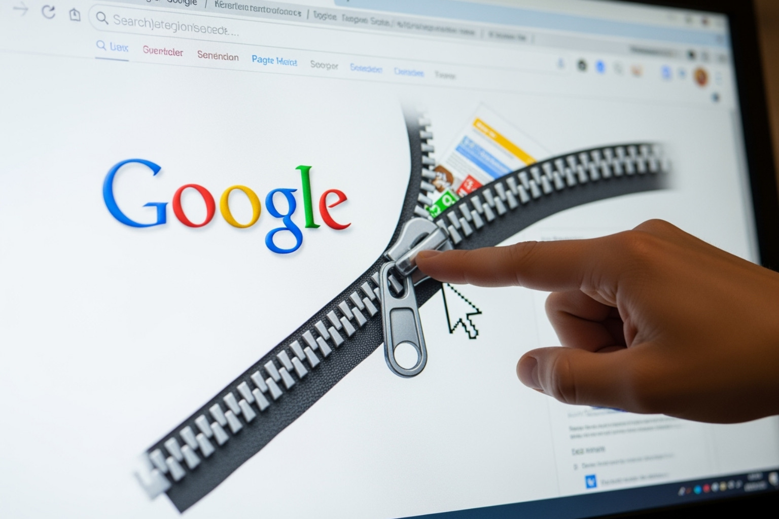 Demonstration of the Google Zipper doodle - google zipper