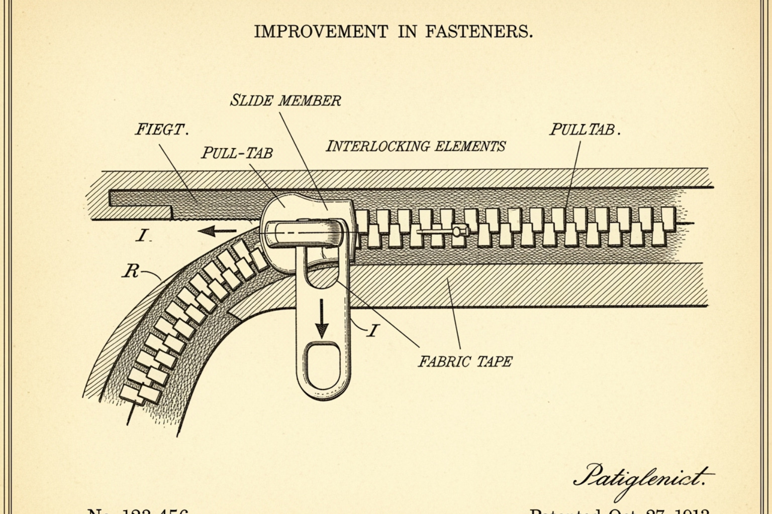 Early zipper patent diagram - google zipper