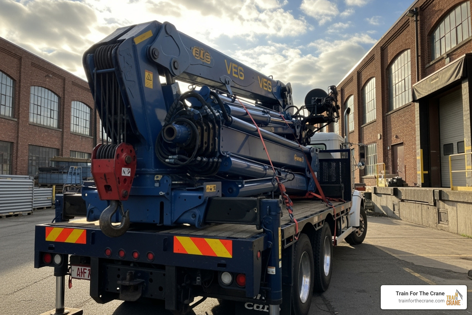 Knuckle boom crane folded for transport - articulating crane operator training class