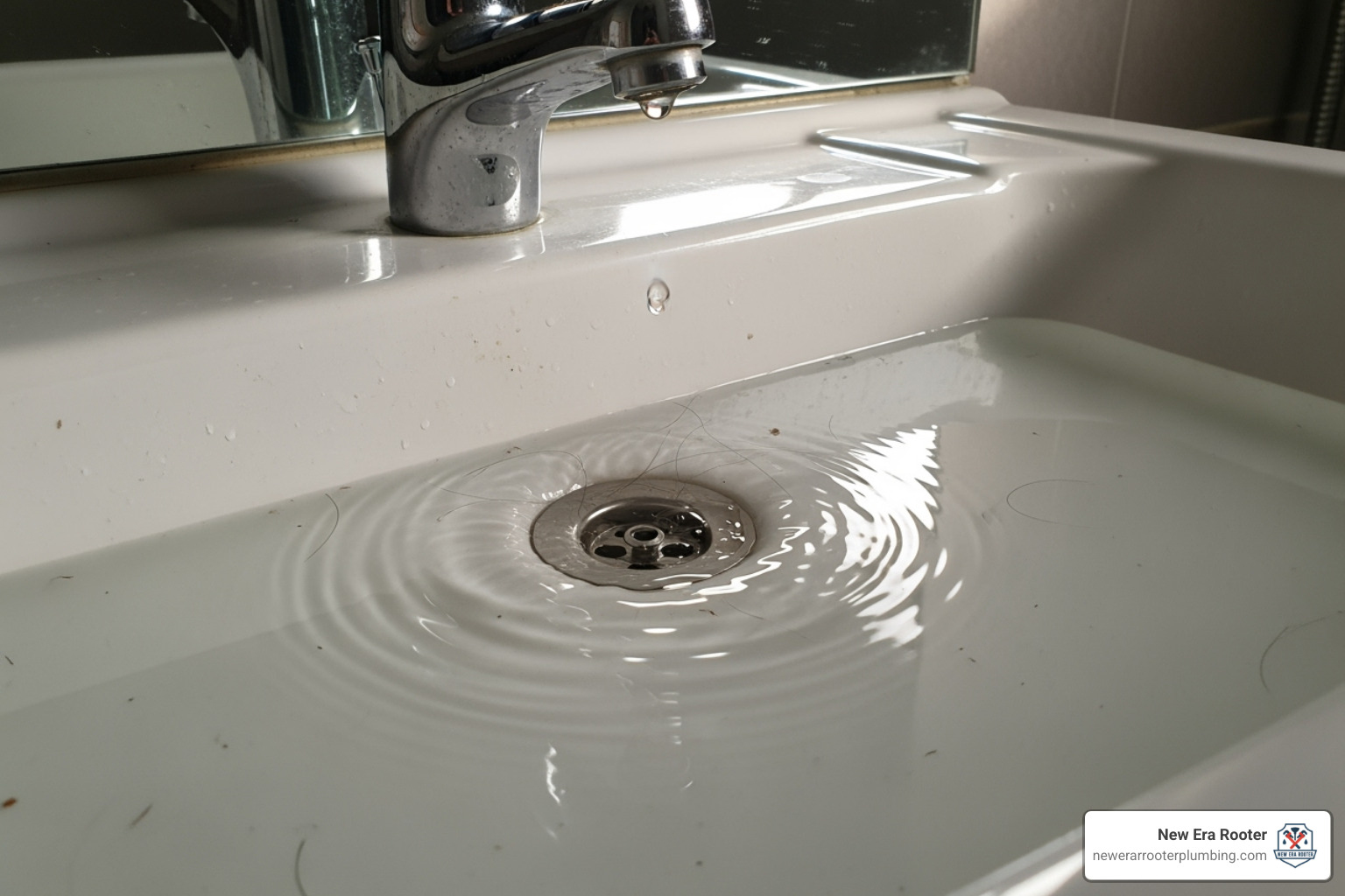 of a slow-draining bathroom sink - Drain cleaning Temecula
