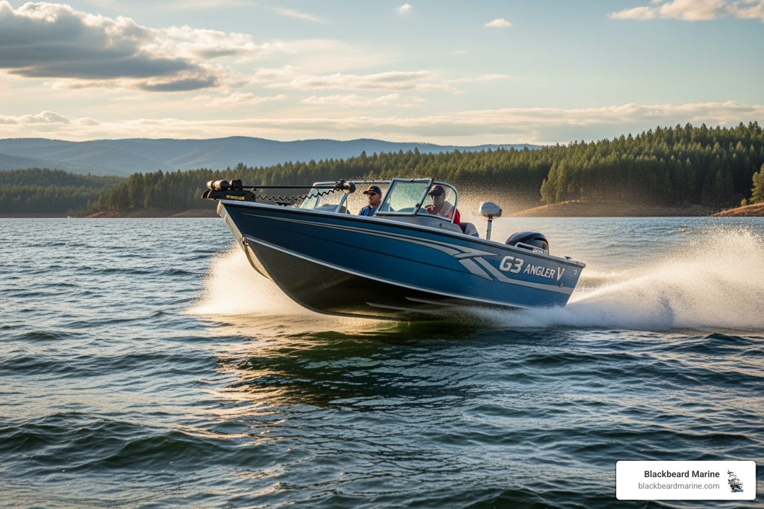 G3 Angler V boat cutting through choppy water - tournament fishing boats for sale