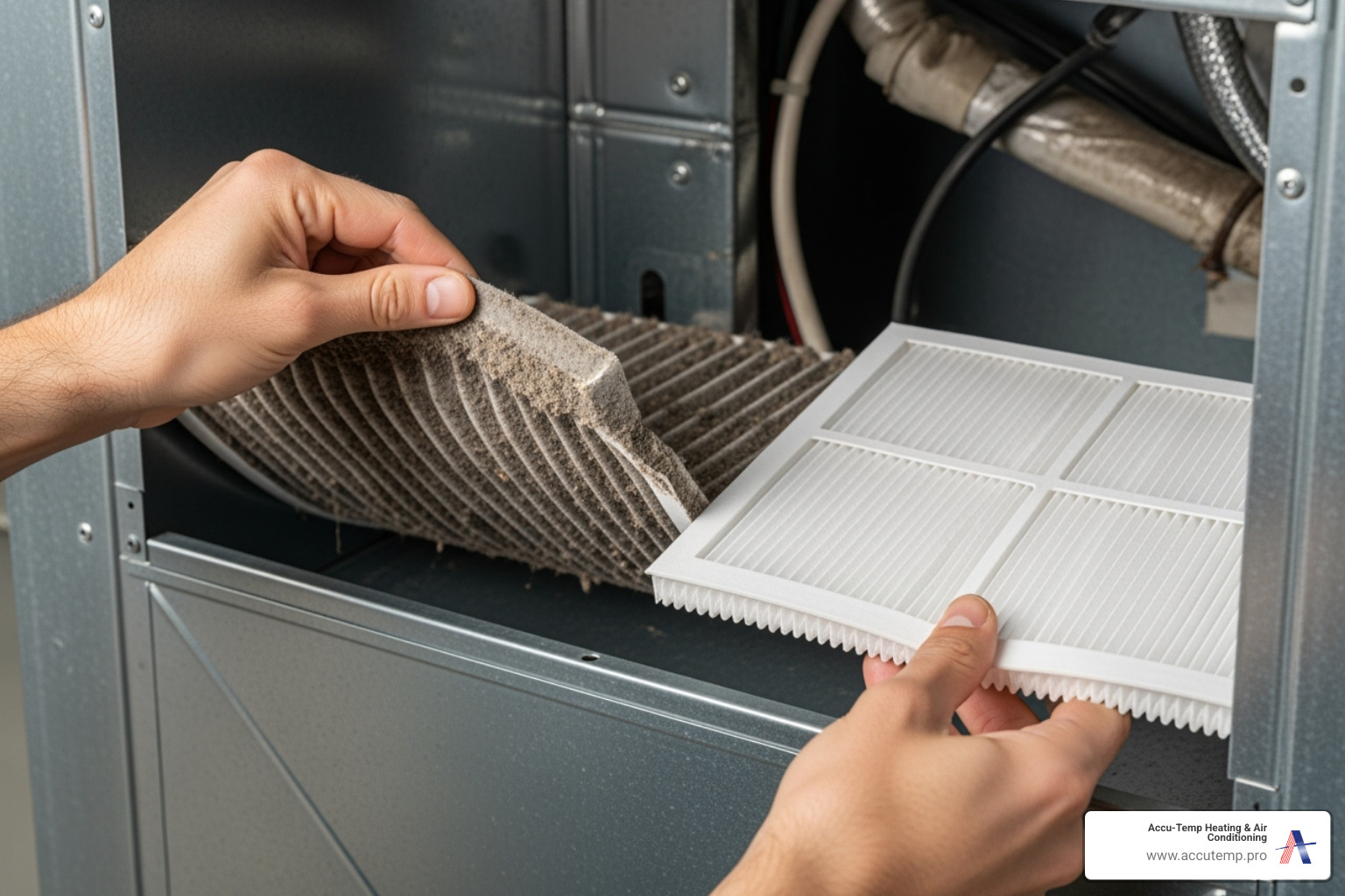 A clogged air filter being replaced - AC not cooling A clogged air filter being replaced - AC not cooling