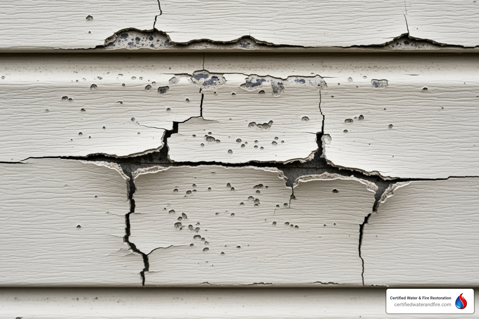 cracks and chips on vinyl siding - hail damaged siding