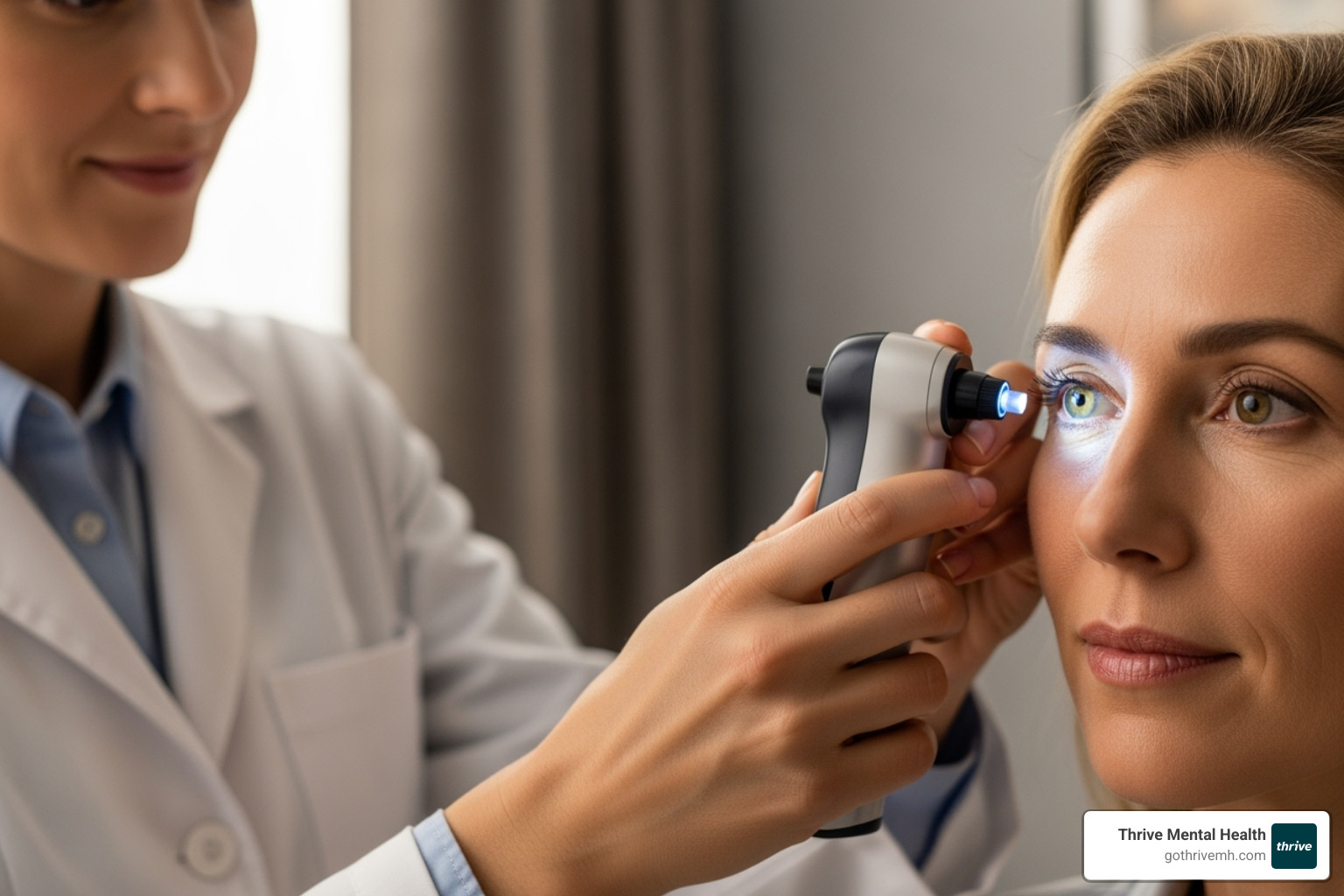 A tonometer measuring eye pressure - iop acronym medical