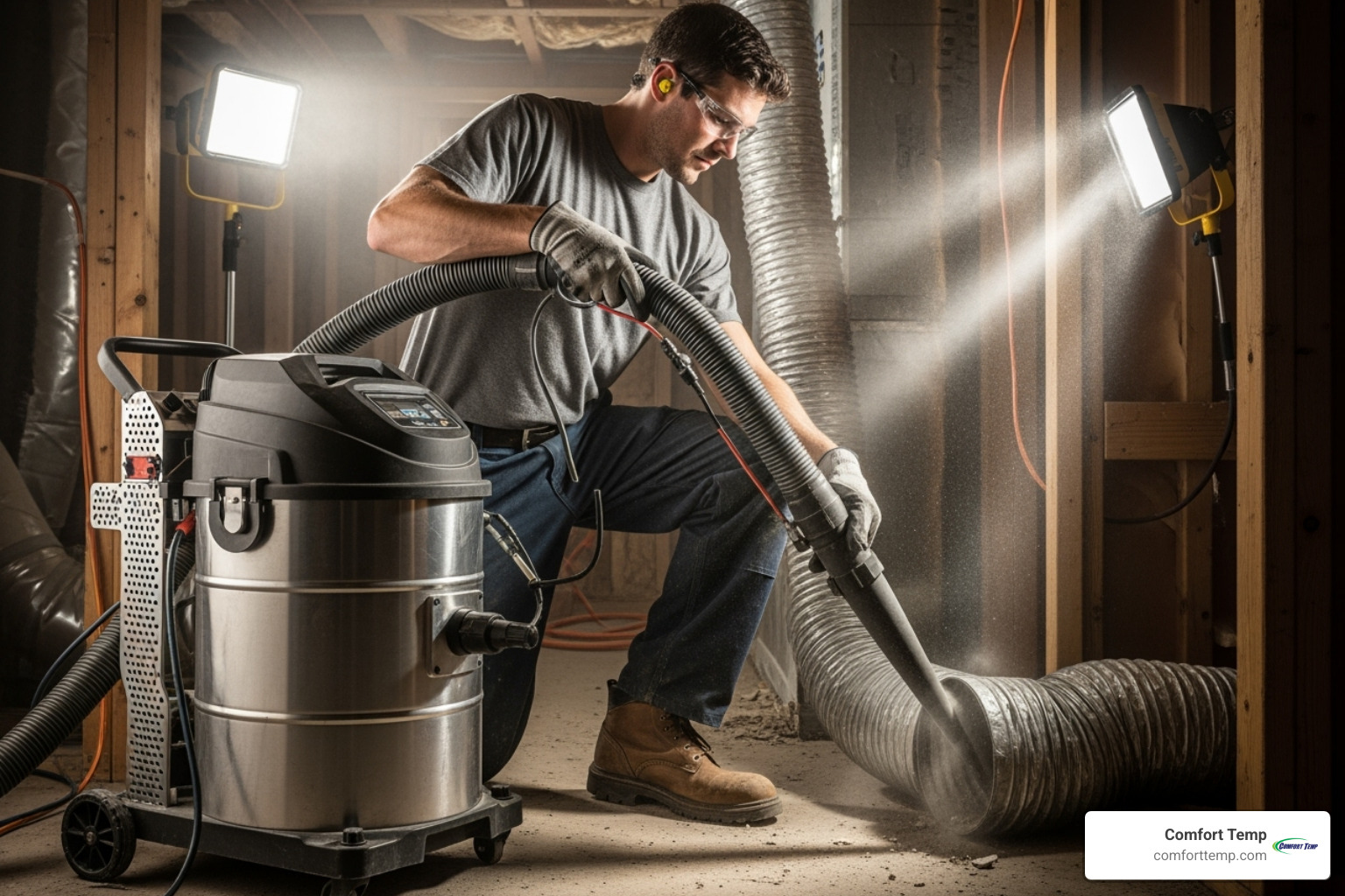 technician using high-powered HEPA vacuum - duct cleaning companies near me technician using high-powered HEPA vacuum - duct cleaning companies near me