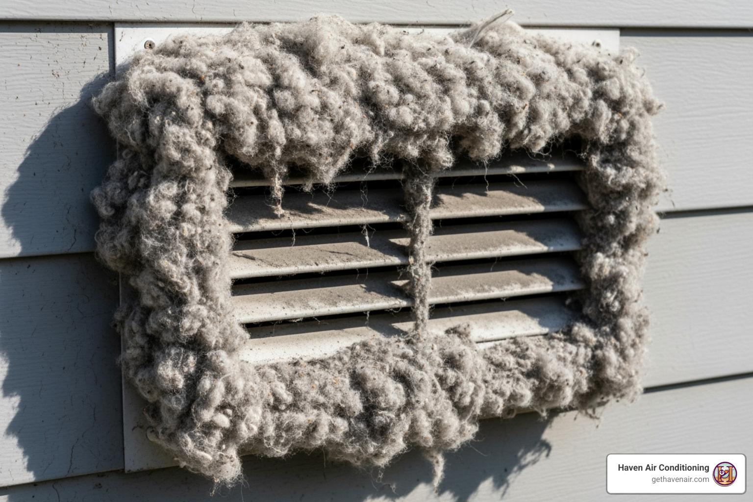 excessive lint around an exterior dryer vent - home dryer vent cleaning