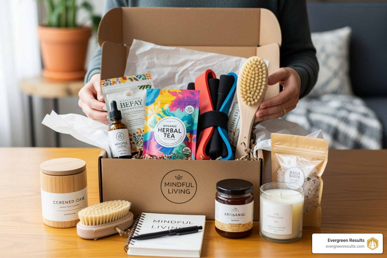 person unboxing wellness subscription box - marketing ideas for health and wellness