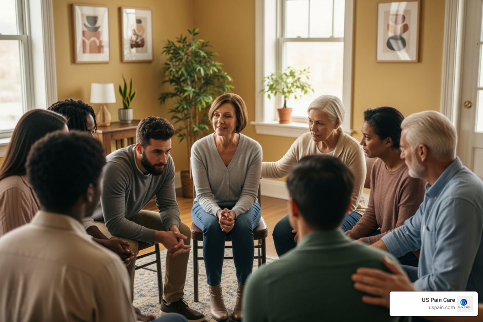 group therapy session where individuals are sharing and supporting each other - addiction rehab near me