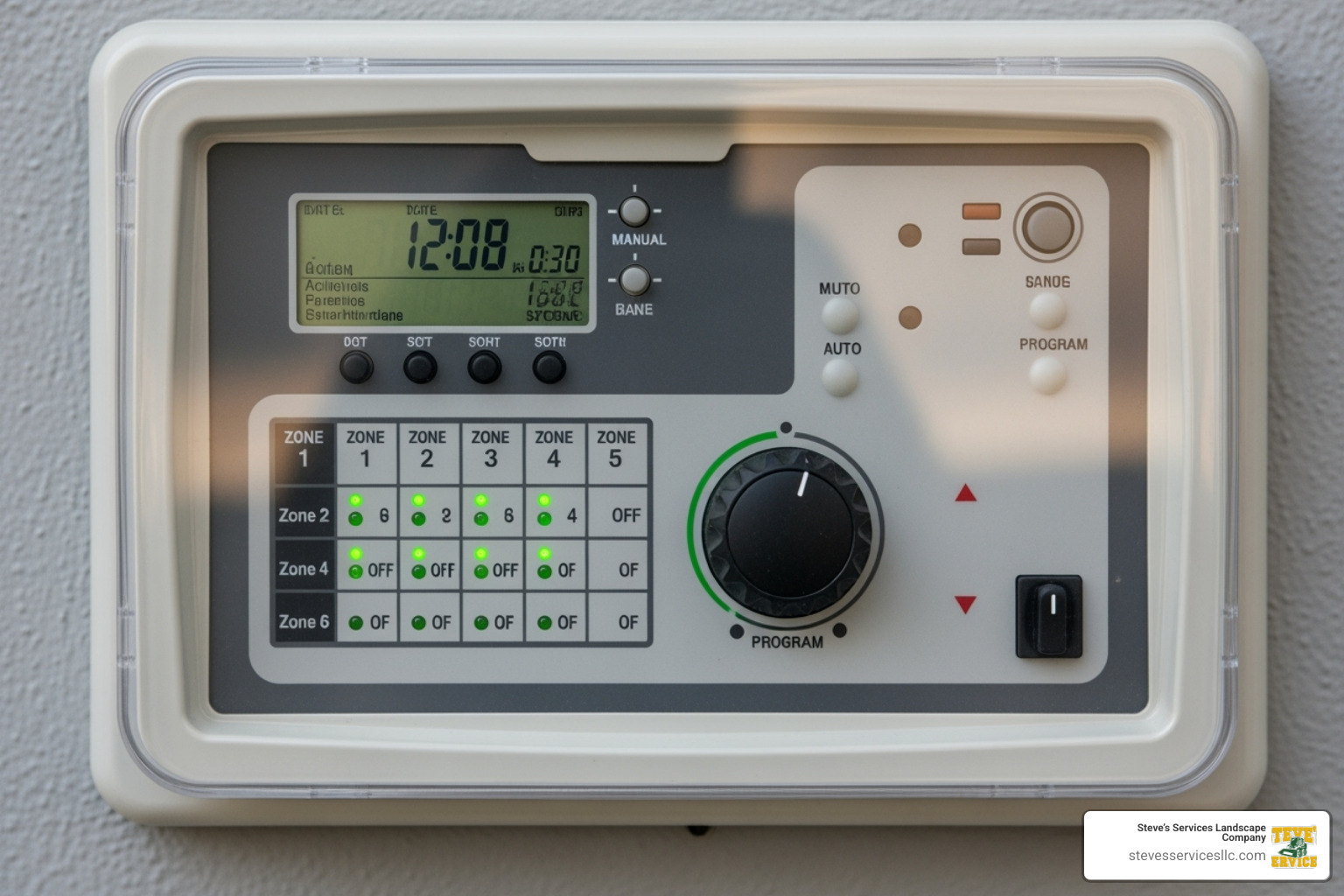 a sprinkler system control panel showing multiple zones - how much does it cost to winterize sprinkler system