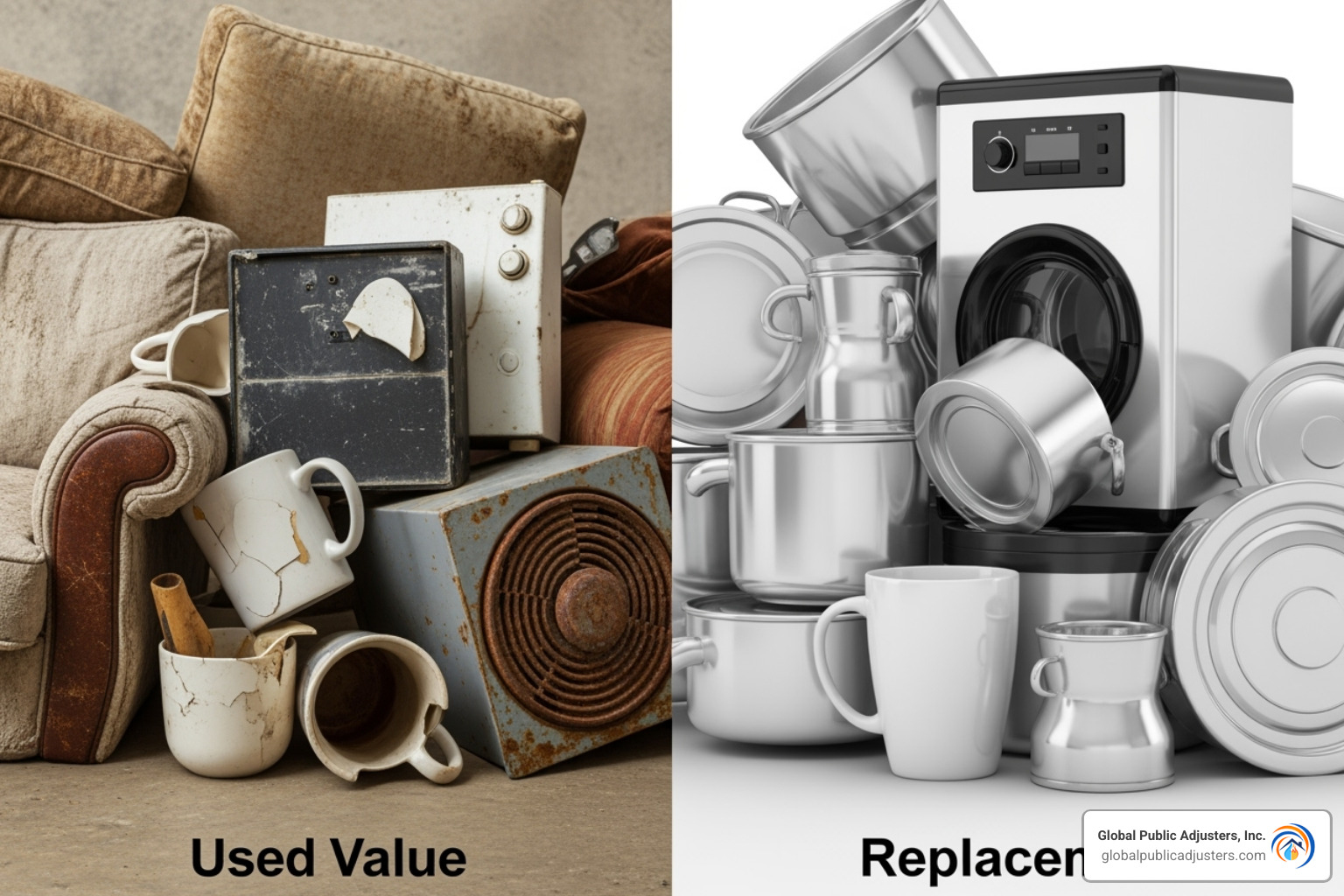 comparison table of ACV vs RCV - residential insurance claims