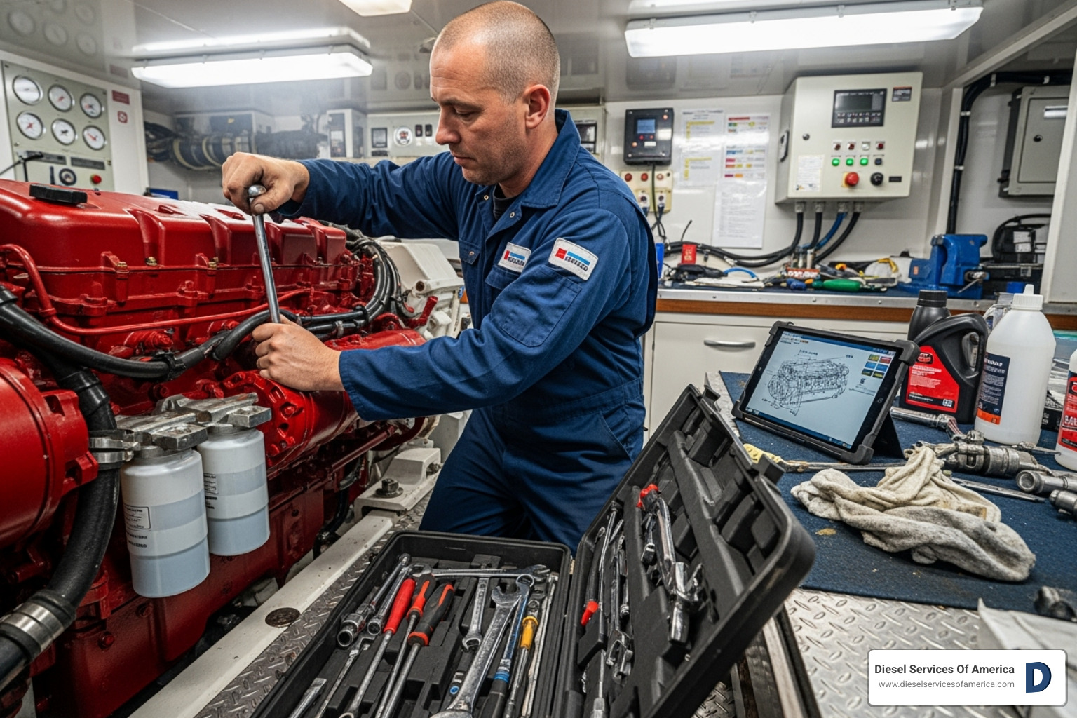 technician performing routine maintenance - marine rebuild specialists