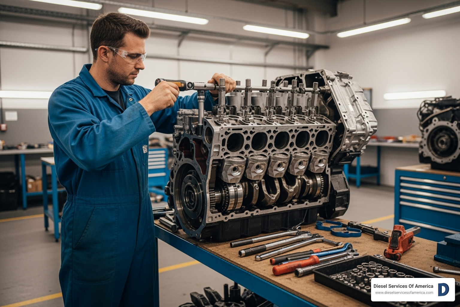 technician disassembling marine engine - marine rebuild specialists