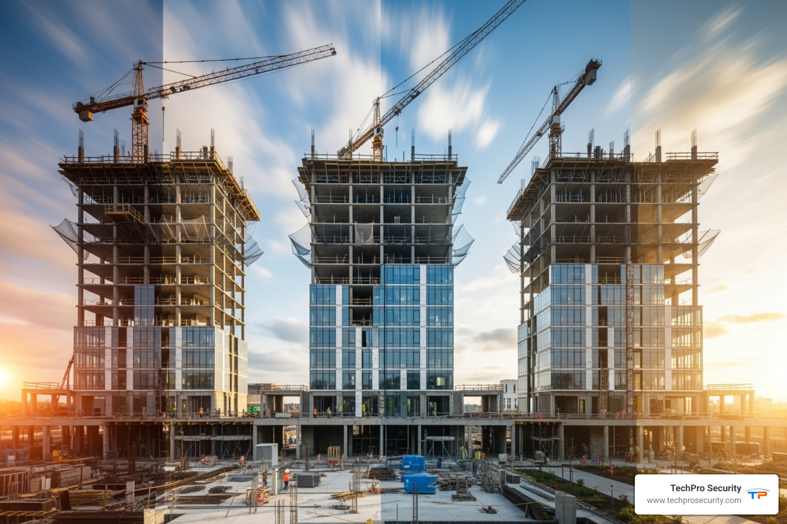 Time-lapse video showing a building's progress - construction site camera