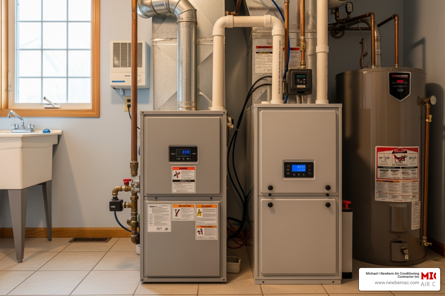 Modern furnaces including a gas furnace and an electric furnace - Furnace replacement near me
