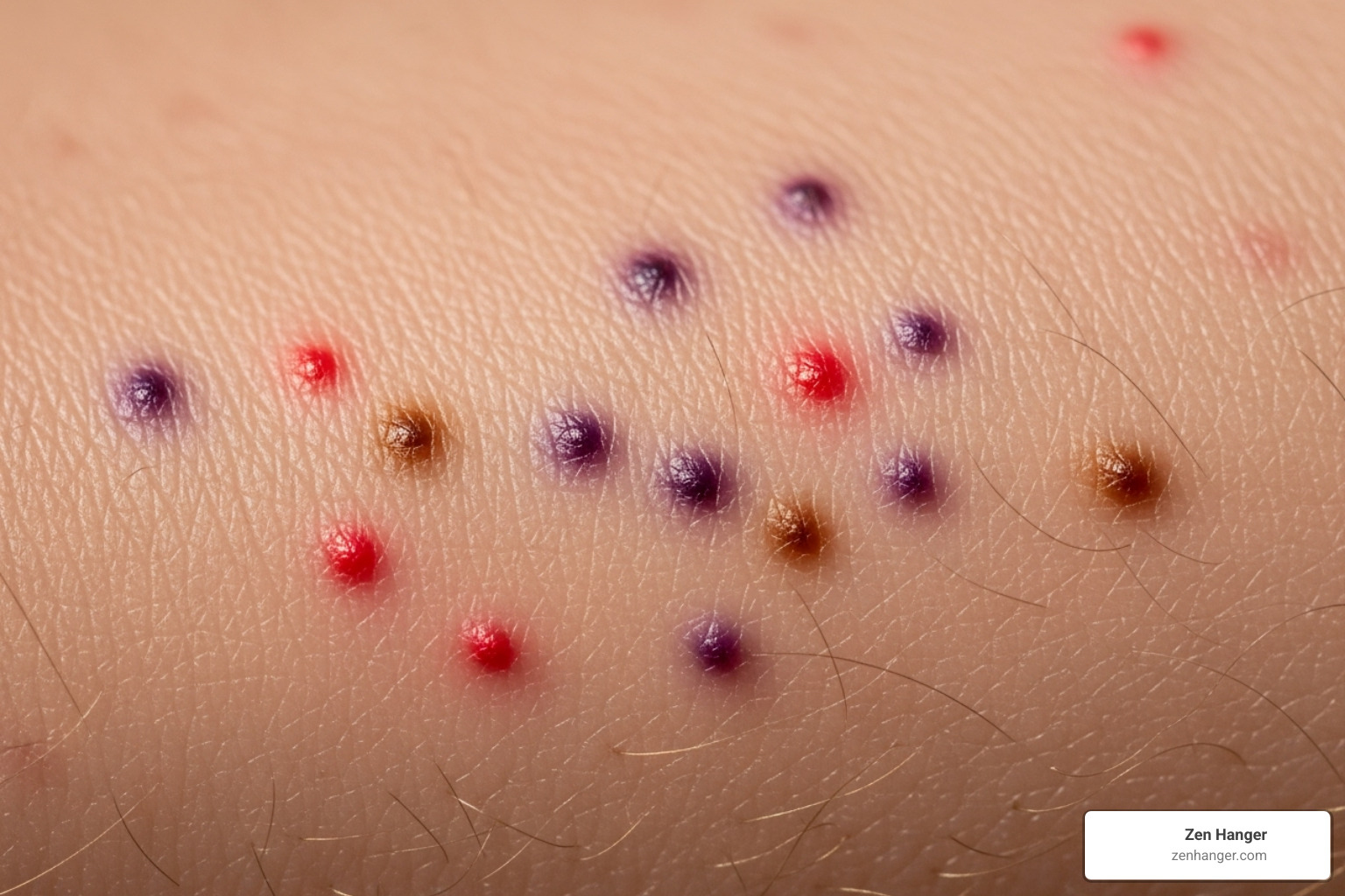 Close-up of petechiae on skin - penis pump complications