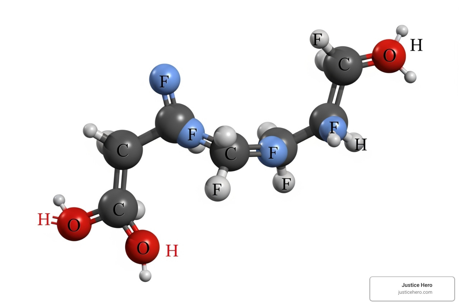 molecular structure of PFAS - firefighter foam cash settlements