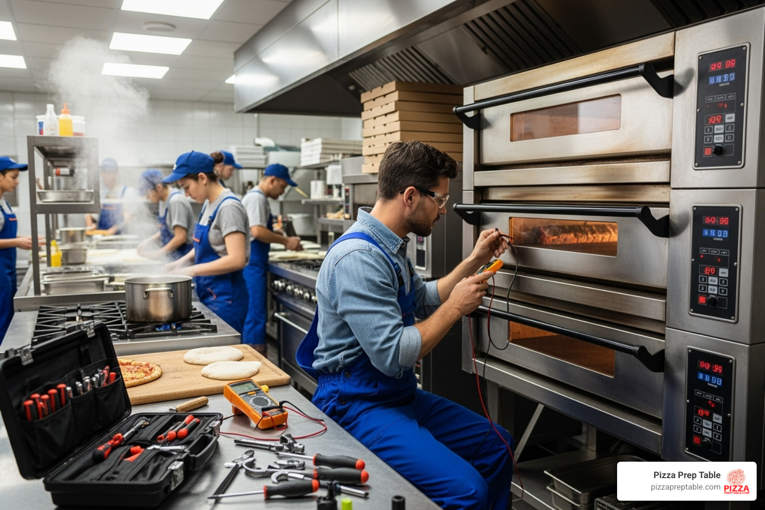 technician servicing a pizza oven - pizza equipment in Chicago