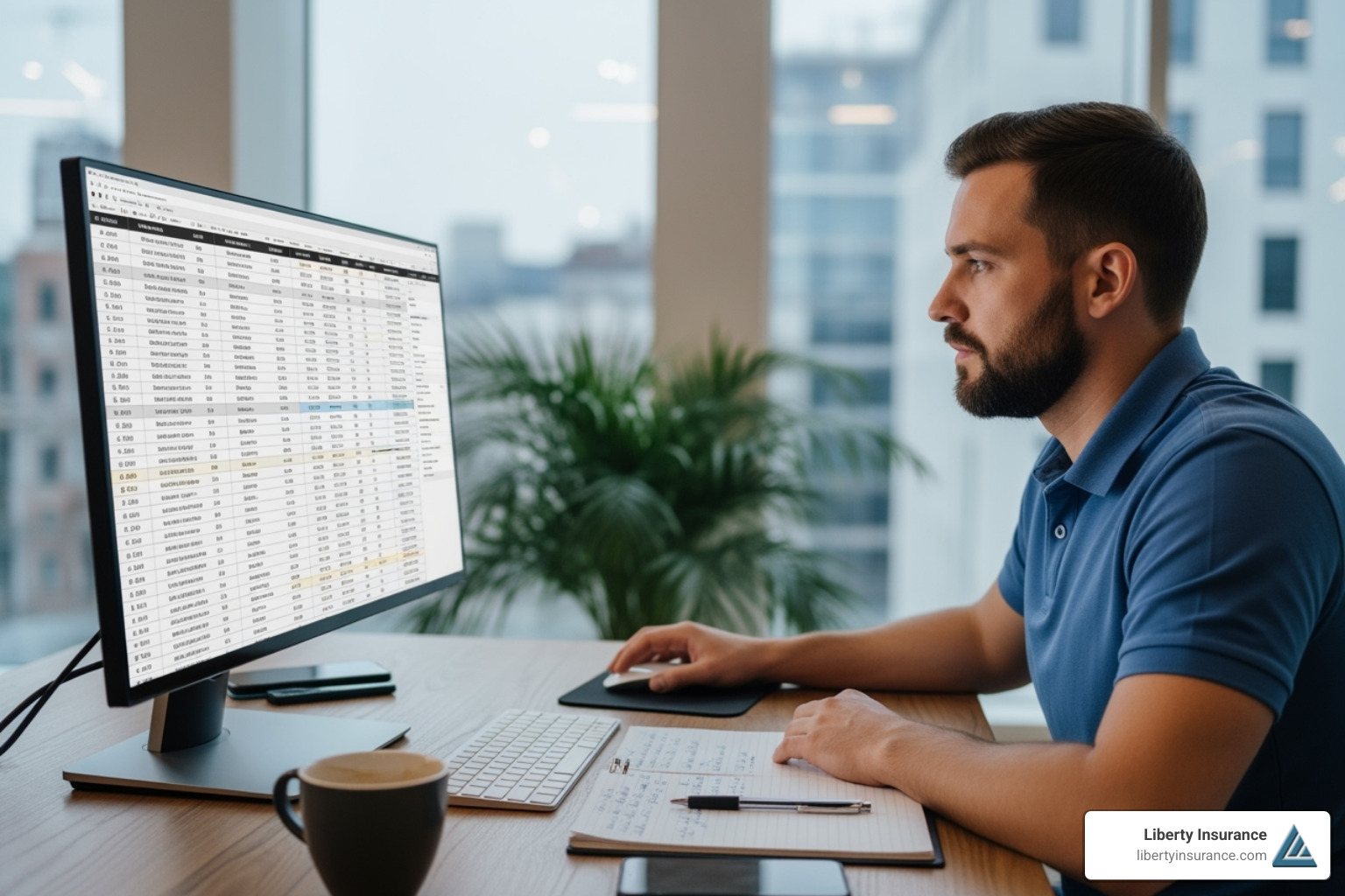 contractor reviewing a list of companies on a computer - performance bond nj