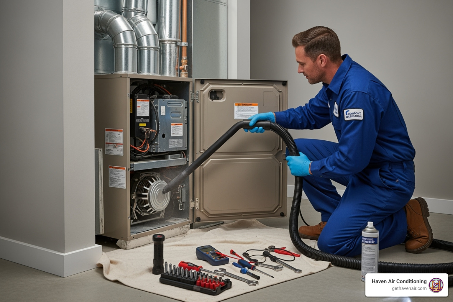 technician performing clean and check - Emergency heating Anaheim technician performing clean and check - Emergency heating Anaheim