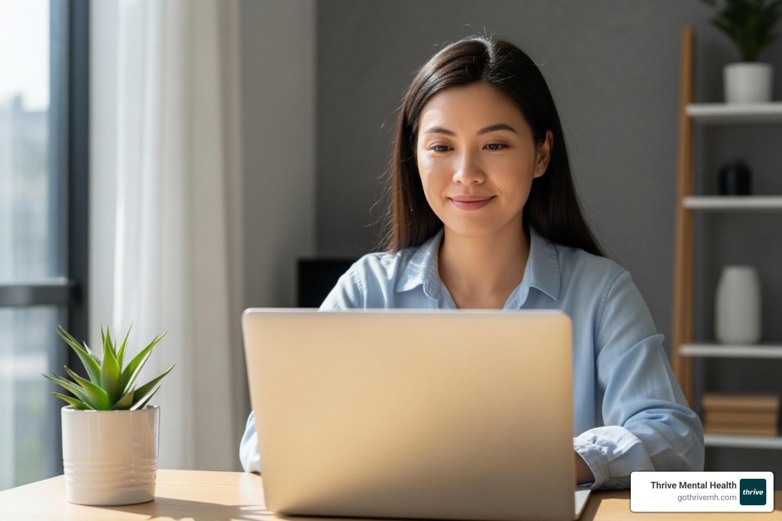 person feeling calm and focused during an online therapy session - best online therapy services