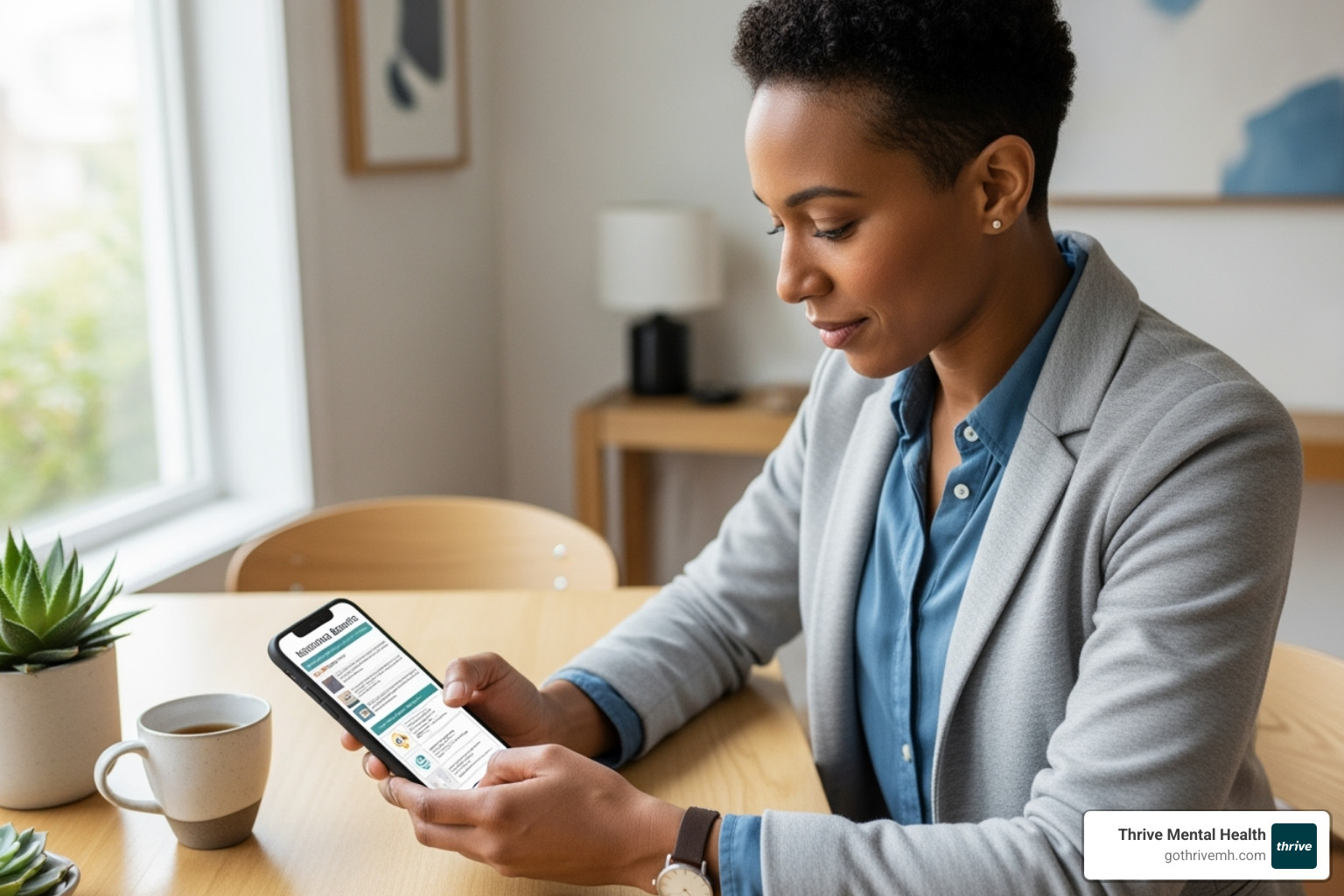 person reviewing insurance benefits on a phone - best online therapy services