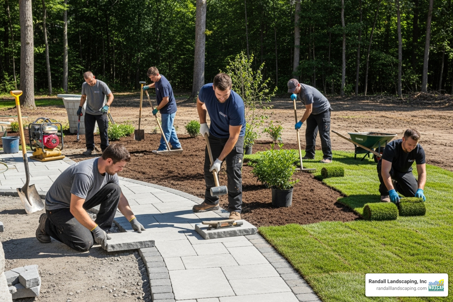 professional landscaping crew working efficiently - construction landscaping professional landscaping crew working efficiently - construction landscaping
