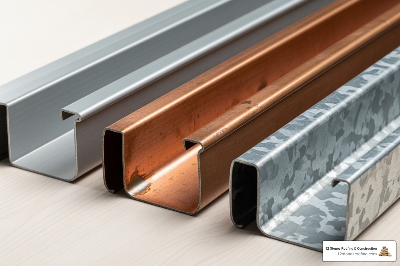 different gutter material samples, including aluminum, copper, and galvanized steel - rain gutter replacement near me different gutter material samples, including aluminum, copper, and galvanized steel - rain gutter replacement near me