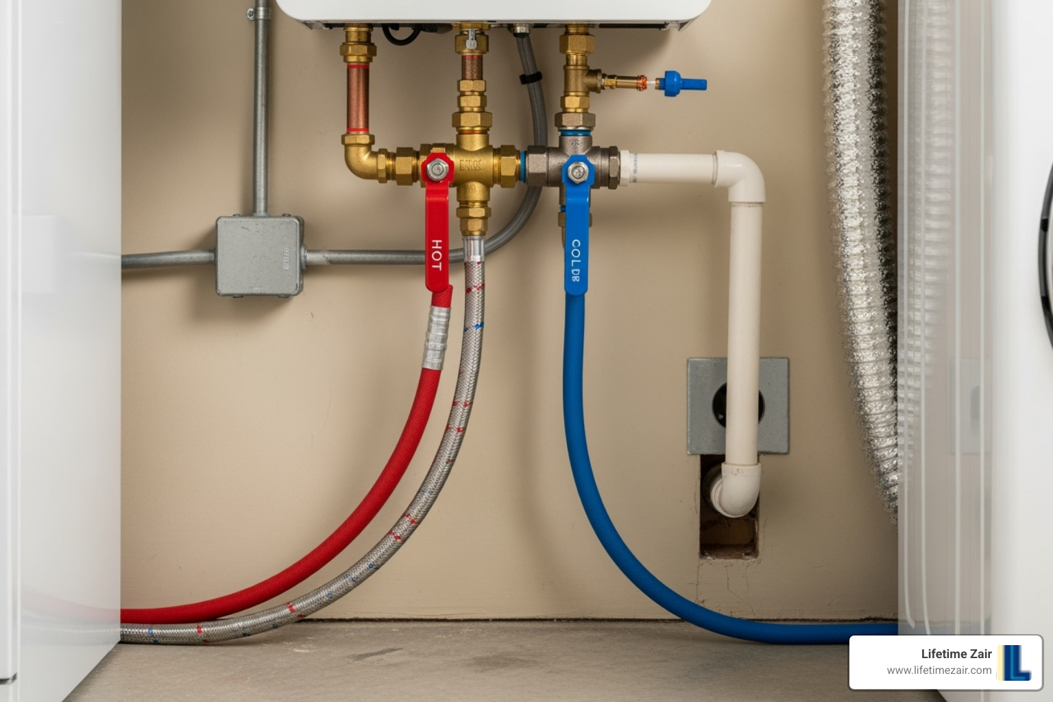 hoses connected to tankless water heater isolation valves - tankless water heater flush