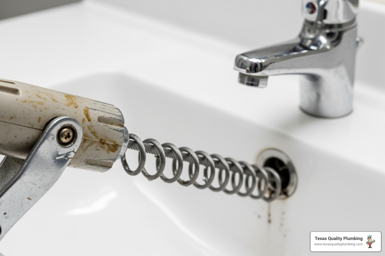 a plumber's professional drain snake tool - drain clearing services
