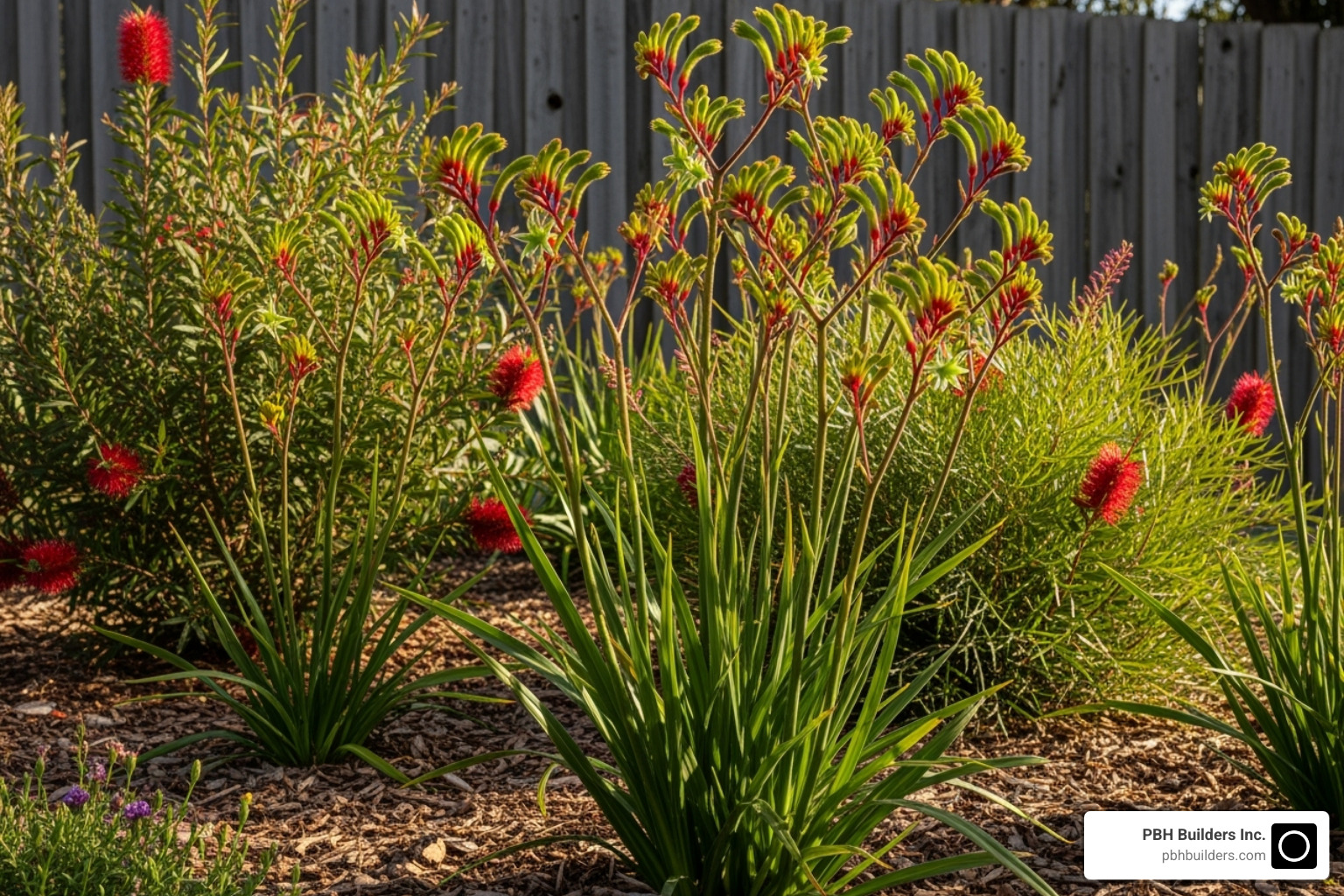 Kangaroo Paws in a garden bed - Drought tolerant plants San Diego