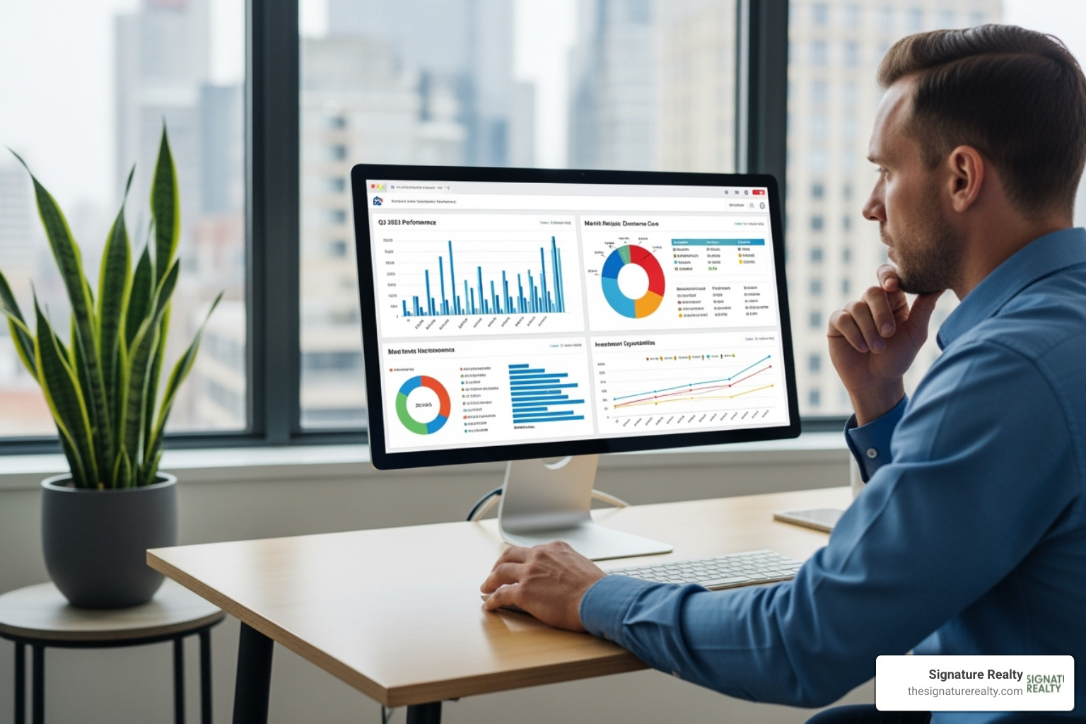 real estate professional analyzing data on a computer screen - off-market commercial properties for sale real estate professional analyzing data on a computer screen - off-market commercial properties for sale