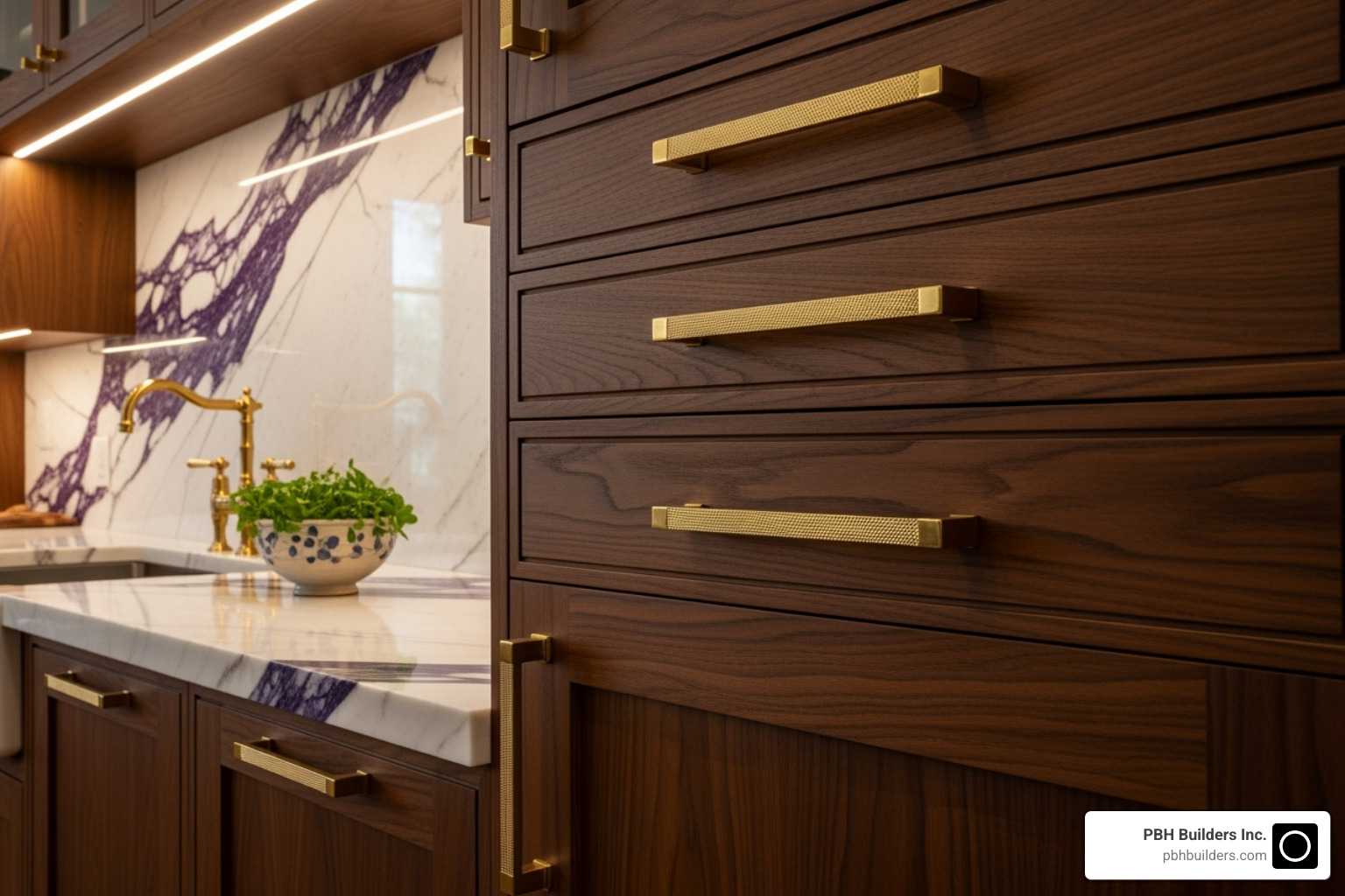 high quality cabinet hardware and unique backsplash - High end kitchen remodeling