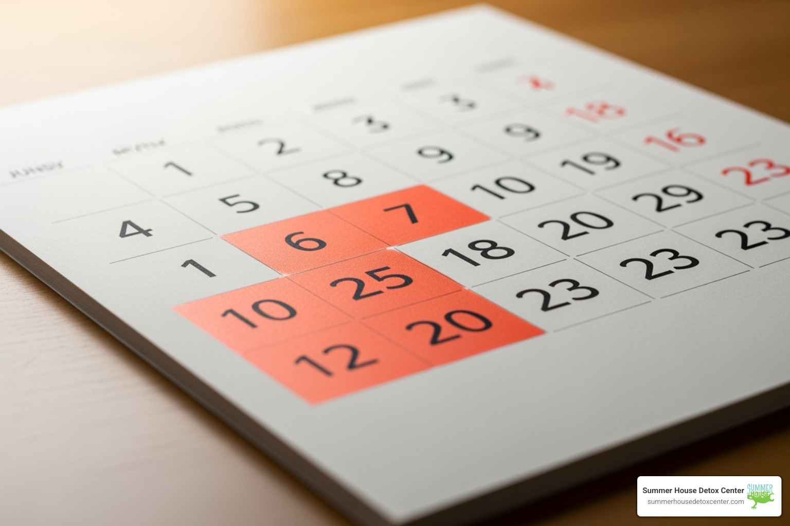 Calendar with days 1-10 highlighted - how long does withdrawal symptoms last from opiates