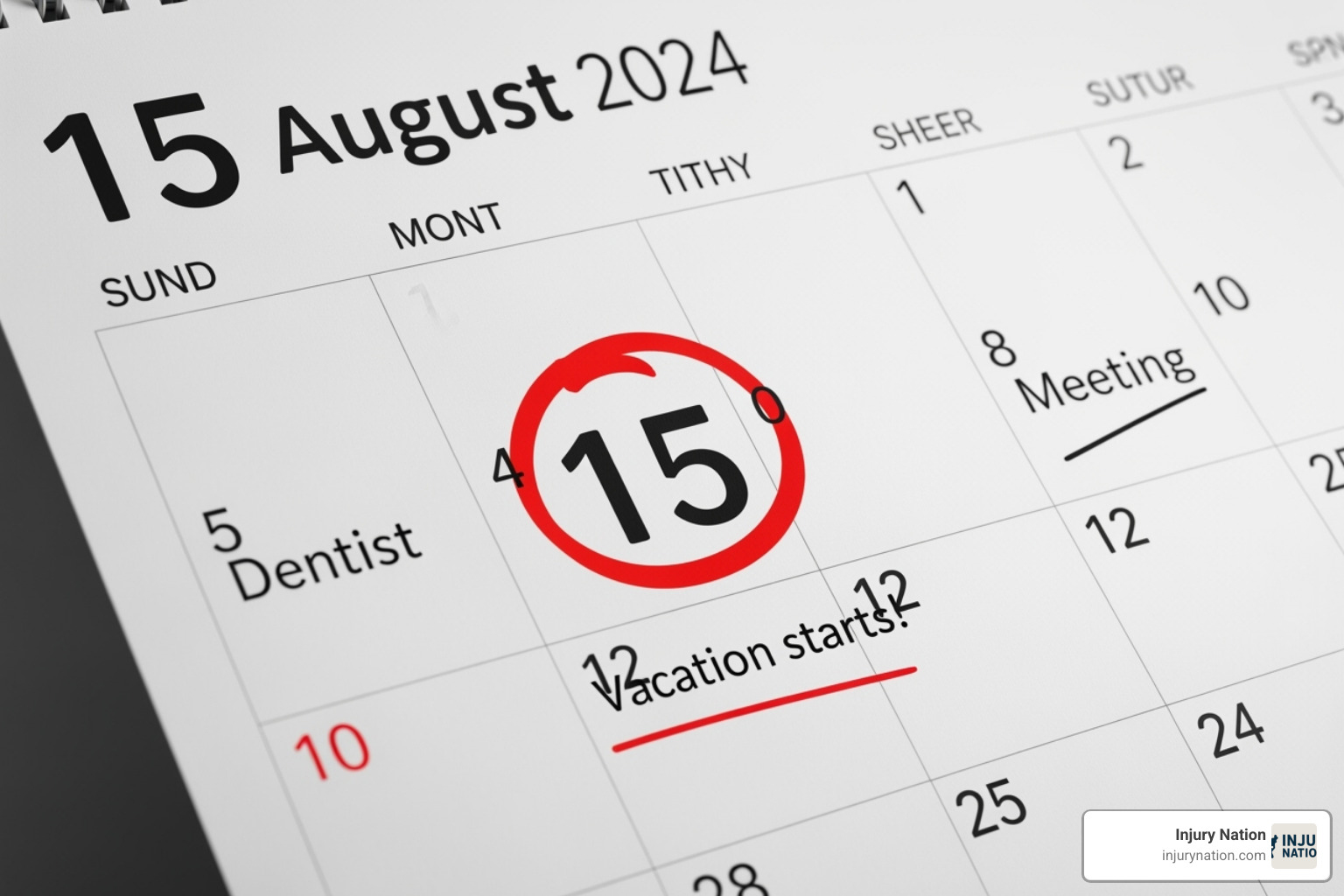 calendar with a date circled in red labeled "Statute of Limitations" - how to negotiate a car accident settlement without a lawyer calendar with a date circled in red labeled "Statute of Limitations" - how to negotiate a car accident settlement without a lawyer