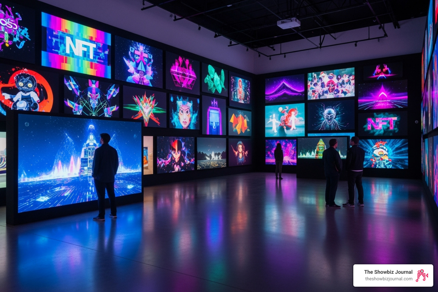 Digital art gallery in Los Angeles showcasing NFTs - latest innovations in entertainment tech
