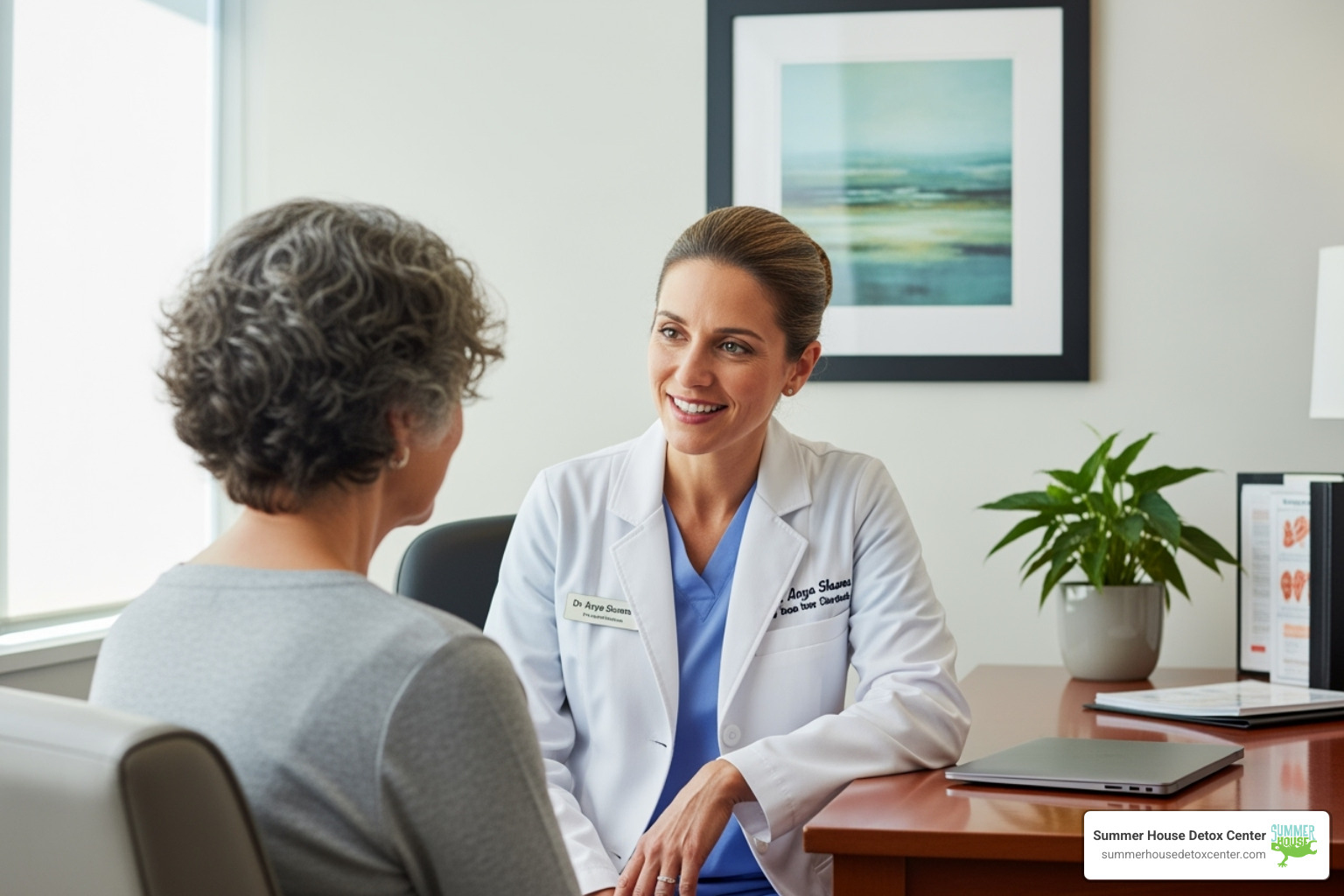 Image of a caring medical professional speaking with a patient - how to get off opiates without withdrawal symptoms